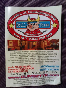 Ulotka resturacji Rumsztyk awers